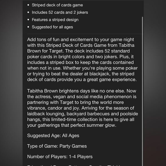 Tabitha Brown Striped Playing Cards - Picture 3 of 5